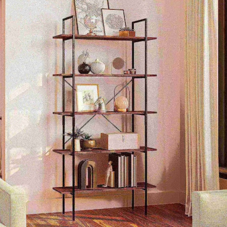 Hastings Home 5-Tier Freestanding Bookcase, Brown 335122TTT